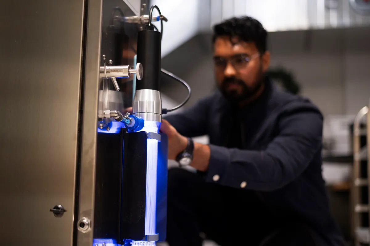 Adarsh Raj at IMUGI, Vāsuqi's test unit, in the lab
