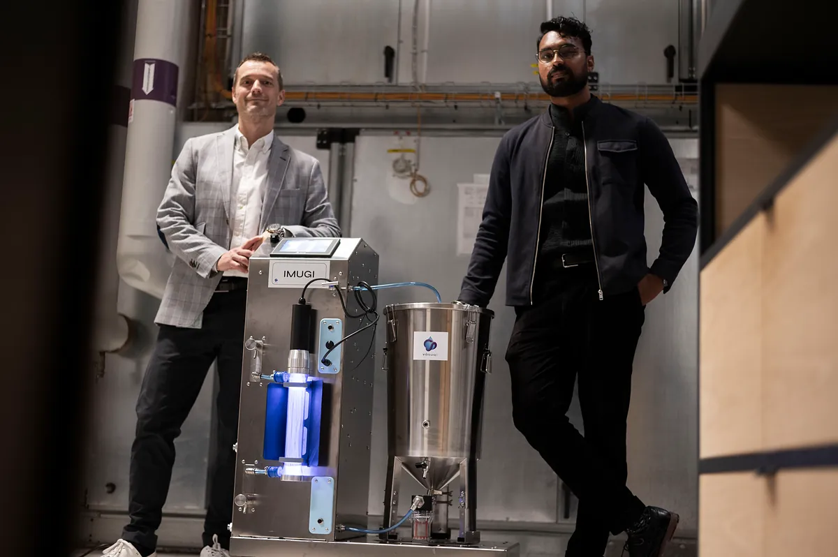 IMUGI, Vāsuqi's test unit, with the founders in the lab