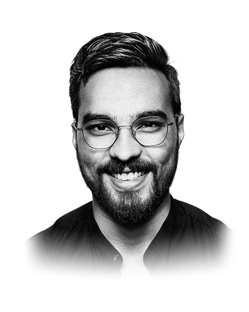 Adarsh Raj, black-and-white portrait