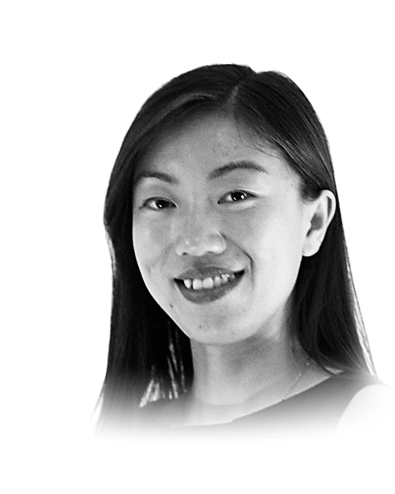 Angela Zhang, PhD, black-and-white portrait