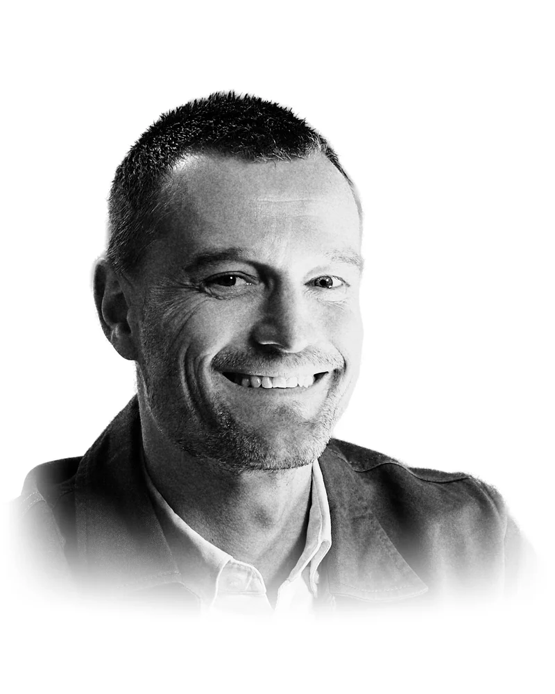 Jörg Vogel, black-and-white portrait